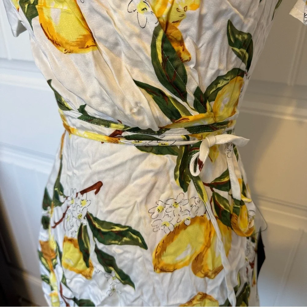 Lulus A La Tart White and Yellow Lemon Print Wrap Dress - Picture 4 of 8